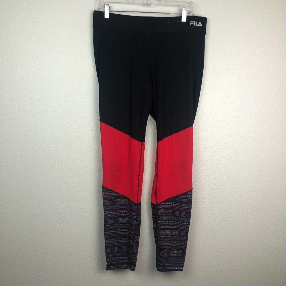 Fila sport black patterned full length legging, L - Picture 1 of 5